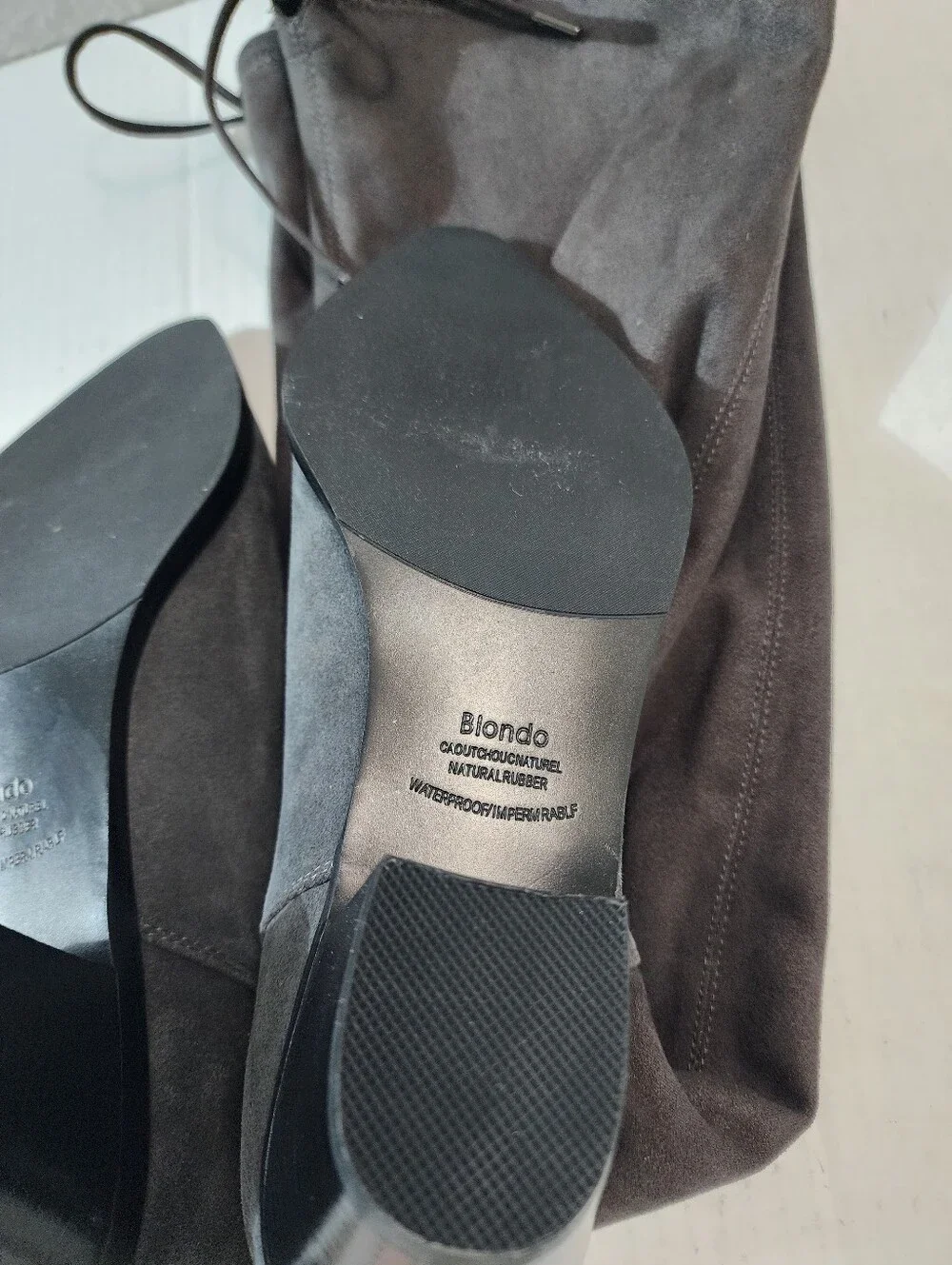 Blondo Esther Waterproof OTK Suede Stretch Boots Charcoal Pointed Toe 10M